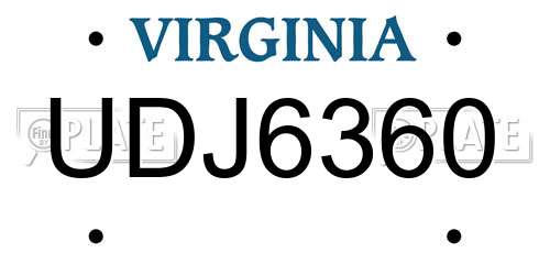 UDJ6360 Virginia License Plate