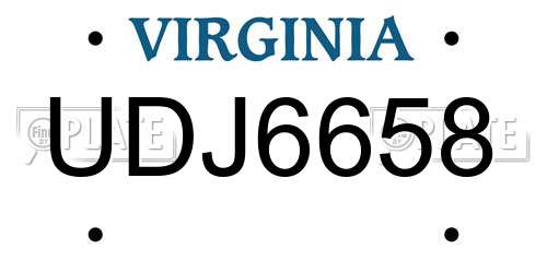 UDJ6658 Virginia License Plate