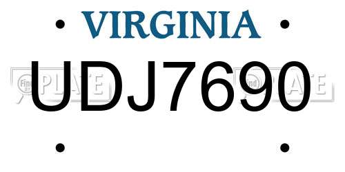UDJ7690 Virginia License Plate