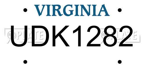 UDK1282 Virginia License Plate