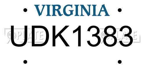 UDK1383 Virginia License Plate