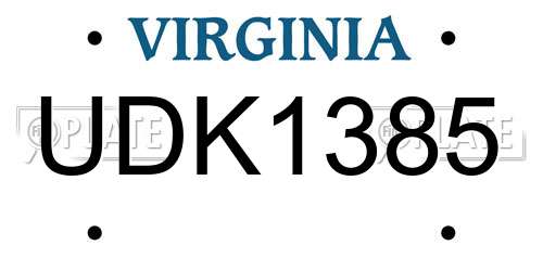 UDK1385 Virginia License Plate
