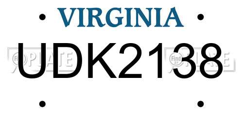 UDK2138 Virginia License Plate