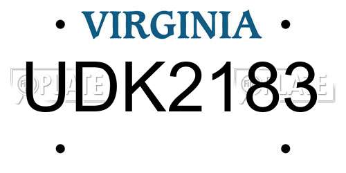 UDK2183 Virginia License Plate