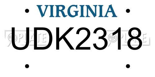UDK2318 Virginia License Plate