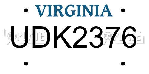 UDK2376 Virginia License Plate