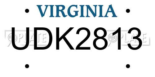 UDK2813 Virginia License Plate