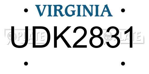 UDK2831 Virginia License Plate