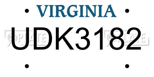 UDK3182 Virginia License Plate