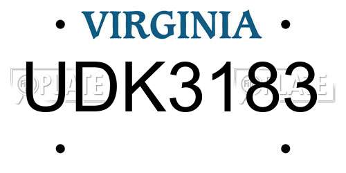 UDK3183 Virginia License Plate