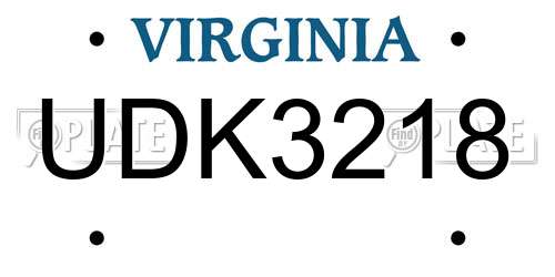 UDK3218 Virginia License Plate