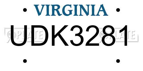 UDK3281 Virginia License Plate