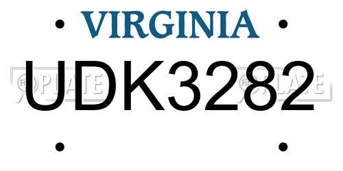 UDK3282 Virginia License Plate