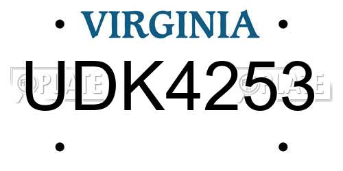 UDK4253 Virginia License Plate