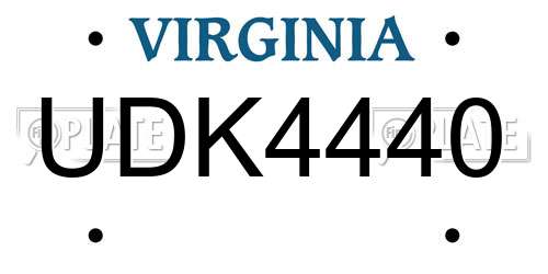 UDK4440 Virginia License Plate