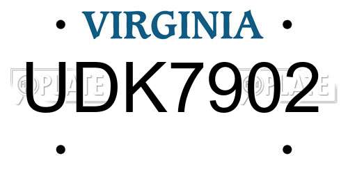 UDK7902 Virginia License Plate