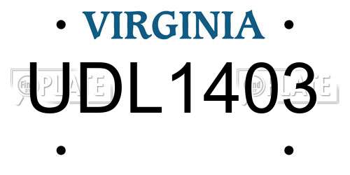 UDL1403 Virginia License Plate