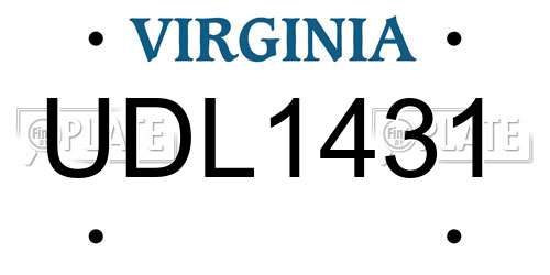 UDL1431 Virginia License Plate
