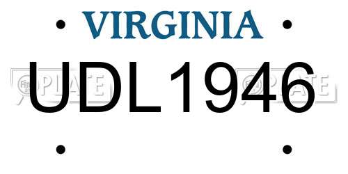 UDL1946 Virginia License Plate