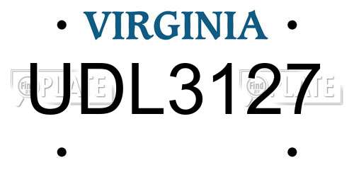 UDL3127 Virginia License Plate