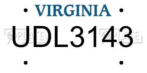 UDL3143 Virginia License Plate