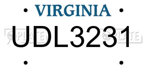 UDL3231 Virginia License Plate