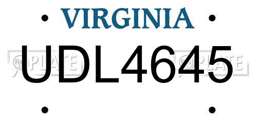 UDL4645 Virginia License Plate
