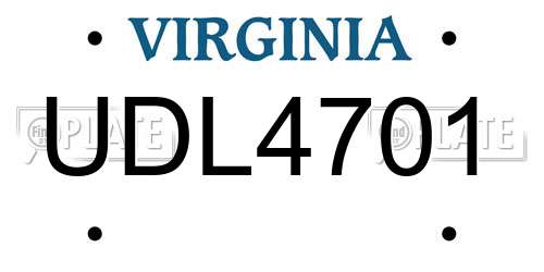 UDL4701 Virginia License Plate