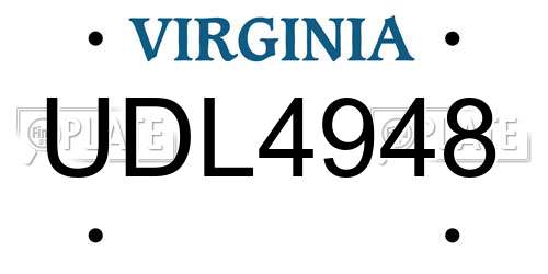 UDL4948 Virginia License Plate