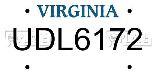 UDL6172 Virginia License Plate