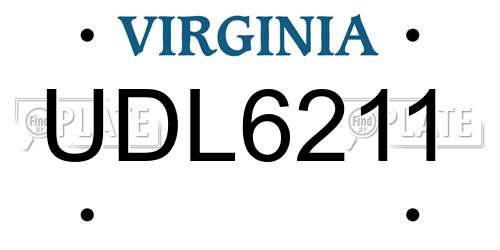 UDL6211 Virginia License Plate