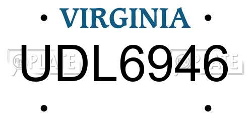 UDL6946 Virginia License Plate