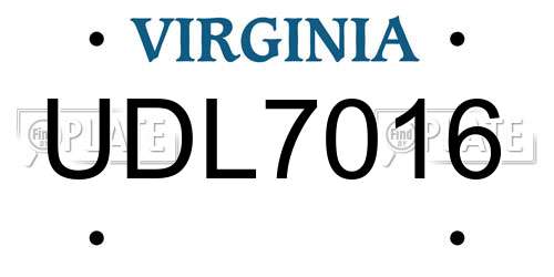 UDL7016 Virginia License Plate