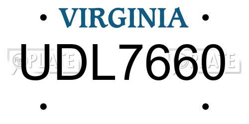 UDL7660 Virginia License Plate
