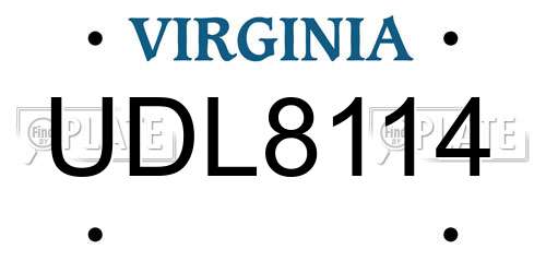 UDL8114 Virginia License Plate
