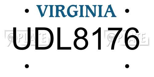 UDL8176 Virginia License Plate