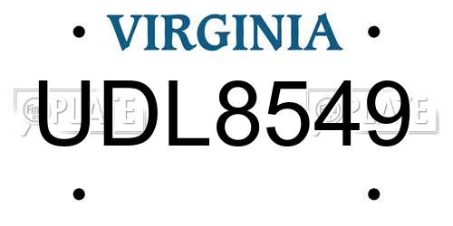 UDL8549 Virginia License Plate