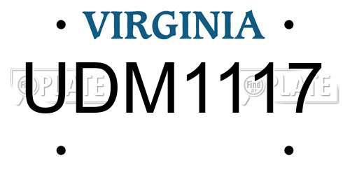 UDM1117 Virginia License Plate