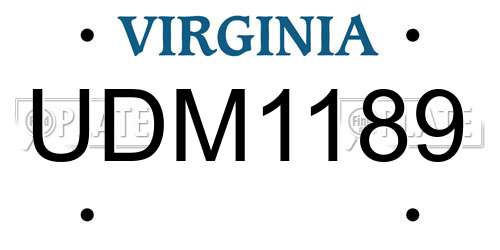 UDM1189 Virginia License Plate