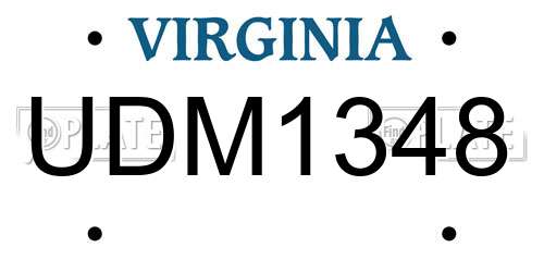 UDM1348 Virginia License Plate