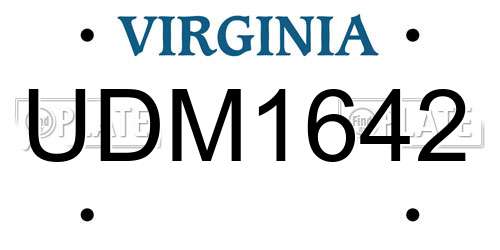 UDM1642 Virginia License Plate