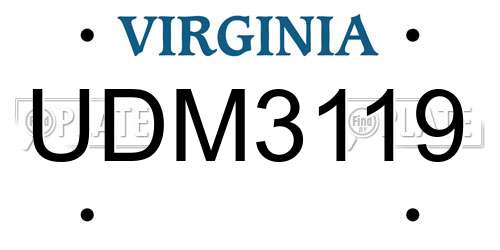 UDM3119 Virginia License Plate