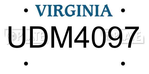 UDM4097 Virginia License Plate