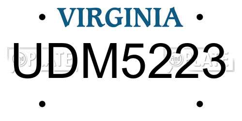 UDM5223 Virginia License Plate