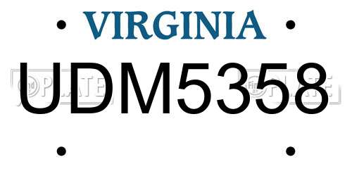UDM5358 Virginia License Plate