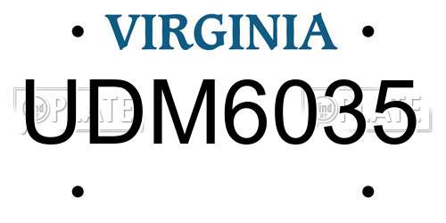 UDM6035 Virginia License Plate