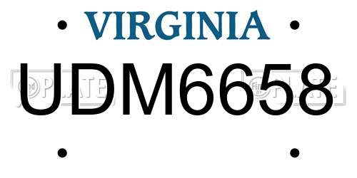 UDM6658 Virginia License Plate