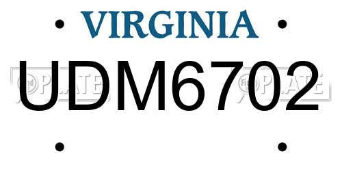 UDM6702 Virginia License Plate