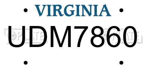 UDM7860 Virginia License Plate