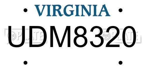 UDM8320 Virginia License Plate